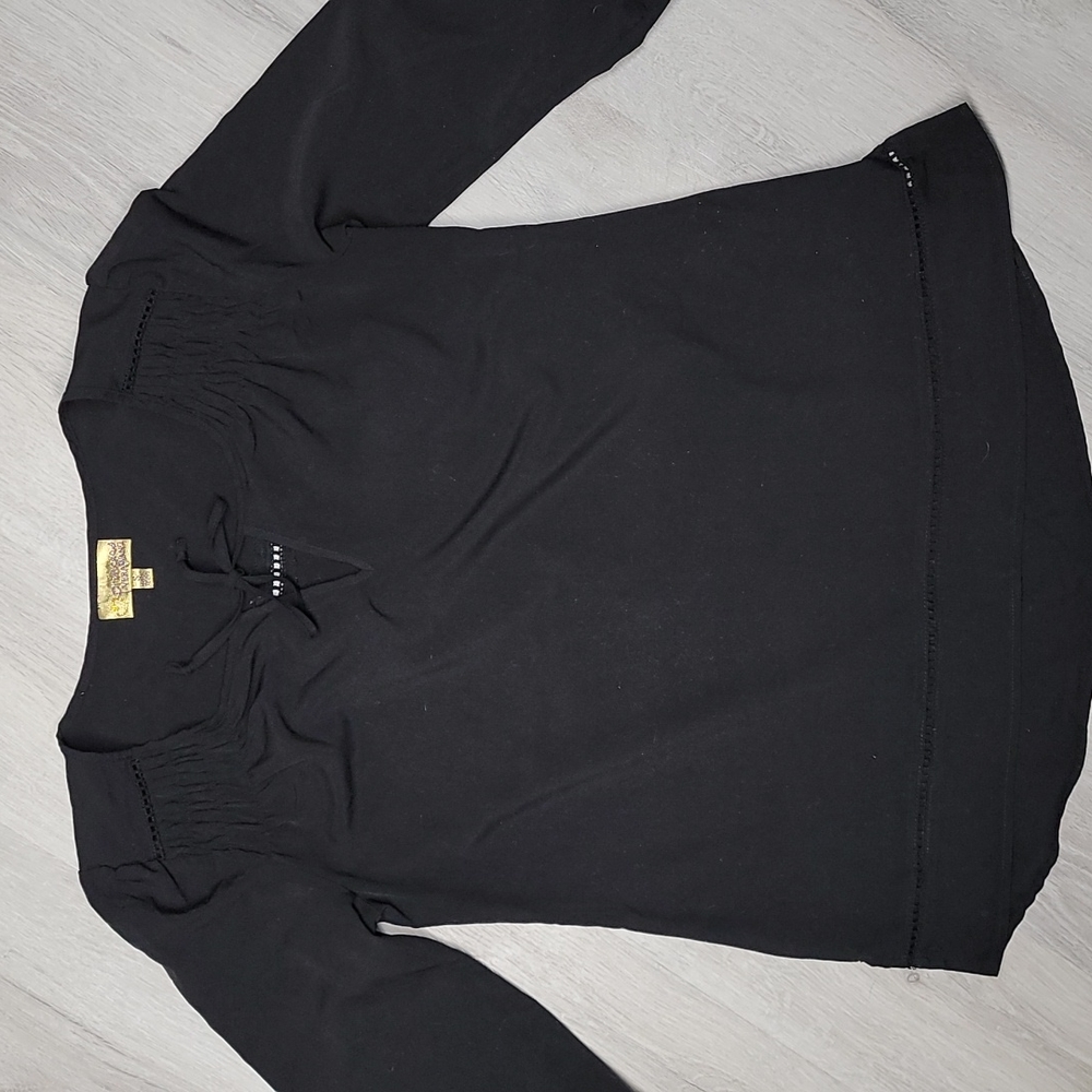 Princess Vera Wang black 3/4 Sleeve Blouse with tie At The Neck [104]